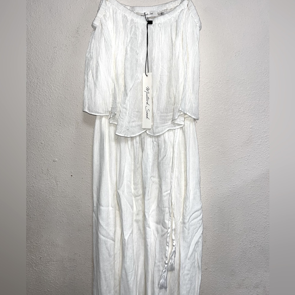 Mustard Seed White Country Western Boho Strapless Maxi Dress